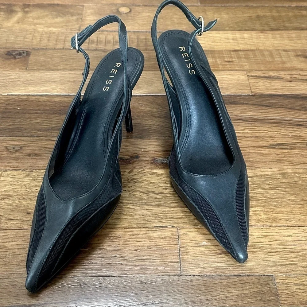 NWOT Reiss Ellie Slingback Pointed Toe Pumps in Black 6.5